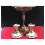 AUSTIN STERLING CANDY DISH & CANDLE STICKS