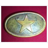 BRASS TEXAS BELT BUCKLE PLATE, MARKED TA