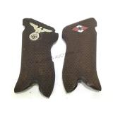 NAZI WOODEN INLAID P-08 GRIPS, (NOT A MATCHED SET)