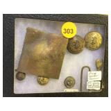 EARLY CAST SWORD BELT PLATE, NAVY 1812 COAT BUTTON