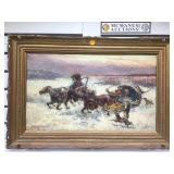 OIL/CANVAS, RUSSION TROIKA PAINTING,