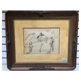 FRAMED DEGAS SKETCH  W/ ESTATE STAMP ON BACK