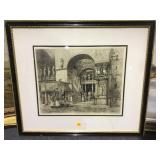 FRAMED ETCHING SIGNED BY AXEL H. HAIG,