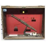 SHADOW BOX OF EXCAVATED ROMAN MILITARY ARTIFACTS