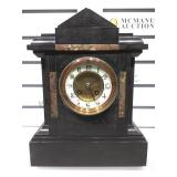 MARBLE & GRANITE MANTLE CLOCK W/ PORCELAIN FACE