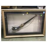 SHADOWBOXED DECORATIVE POWDER HORN (?)