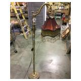 BRASS BASED FLOOR LAMP W/DALE TIFFANY SILK SHADE