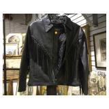 JR LEATHER BLACK FRINGE JACKET, SIZE MED (NEW)