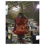 CRANBERRY GLASS SWAG LAMP