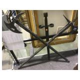 WOOD & METAL VINTAGE AXE & SWORD  DISPLAY