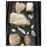 TRAY OF ROCK SPECIMENS, INC SELENITE, DRUZY & MORE
