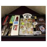 Tray lot of assorted bar items incl. patches,