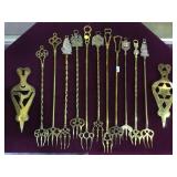 Vintage brass large forks with ship and