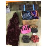 Lot of assorted purses, totes and faux fur coat