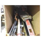 Assorted tools incl. hand saws, clamps, level,