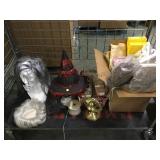 Lot of assorted wigs, styrofoam heads, costume