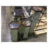Lot of 3 mirrored pedestals 2 and 3 feet high