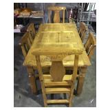 Wooden country style dining table with 2 drawers