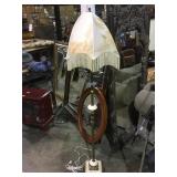 Brass and wood floor lamp with shade - slight