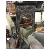 Vintage wooden framed wall mirror approx. 6