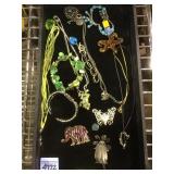 Tray lot of costume jewelry