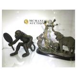 RESIN MONKEY W/MIRROR & ELEPHANT DISPLAY