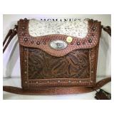 (NEW) "ROCKIN STAR RANCH LEATHER W/COWHIDE PURSE