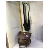 BROWN LEATHER FOSSIL BAG & BLACK SLING BAG