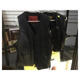 PAIR OF BLACK LEATHER VESTS