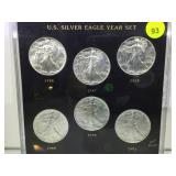 U.S. SILVER EAGLE YEAR SET,  6 X $