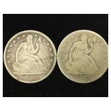 1856 & 1857 SEATED LIBERTY HALF DOLLARS