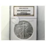 2005  NGC GEM UNC. SILVER AMERICAN EAGLE