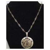 VINTAGE STERLING /GOLD PENDANT ON STERLING CHAIN