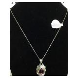 STERLING CHAIN W/STERLING PENDANT W/PURPLE GEM
