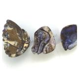 3 PIECES OF NATURAL AUSTRALIAN BLACK BOULDER OPAL