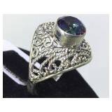 STERLING RING W/COLOR CHANGING TOPAZ,SIZE 9