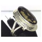 STERLING RING W/PURPLE GEMSTONE, SIZE 8.5