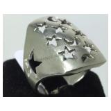 STERLING STARS/MOONS RING, SIZE 10