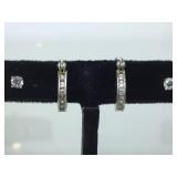 2 PAIRS OF STERLING EARINGS , 1-CLEAR GEMS