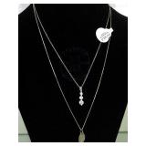 2 STERLING CHAINS W/ CLEAR GEMSTONES