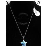 STERLING CHAIN W/1.10CTBLUE OPAL STAR FISH PENDANT