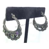 STERLING HOOPS W/ MULTI-GEMS