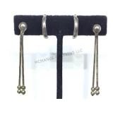 2 PAIRS OF STERLING EARRINGS, 1-HOOP, 1-DANGLE