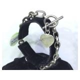 STERLING CHAIN BRACELET W/ HEART