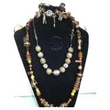 GLASS BEAD W/ STERLING CHARMS BRACELET& 2