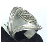 STERLING RING W/ FILIGREE PATTERN, SIZE 7.5