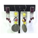 2 PAIRS OF STERLING EARRINGS W/ BEADS