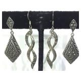 2 PAIRS OF STERLING MARCASITE EARRINGS