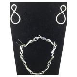 STERLING EARRINGS & A STERLING BRACELET