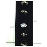 5 STERLING RINGS , VARIOUS STONES